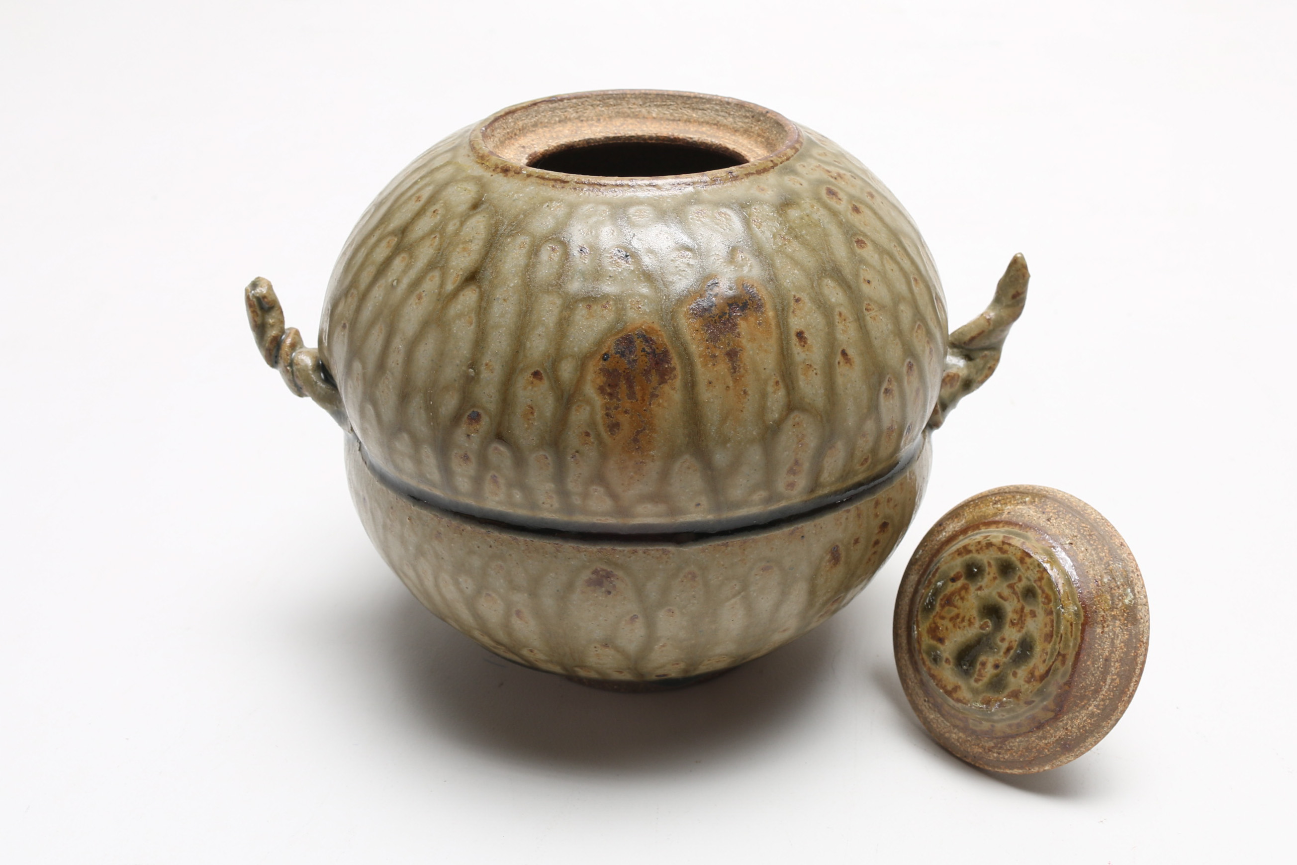 Pottery Tea Pot and Urn Pair