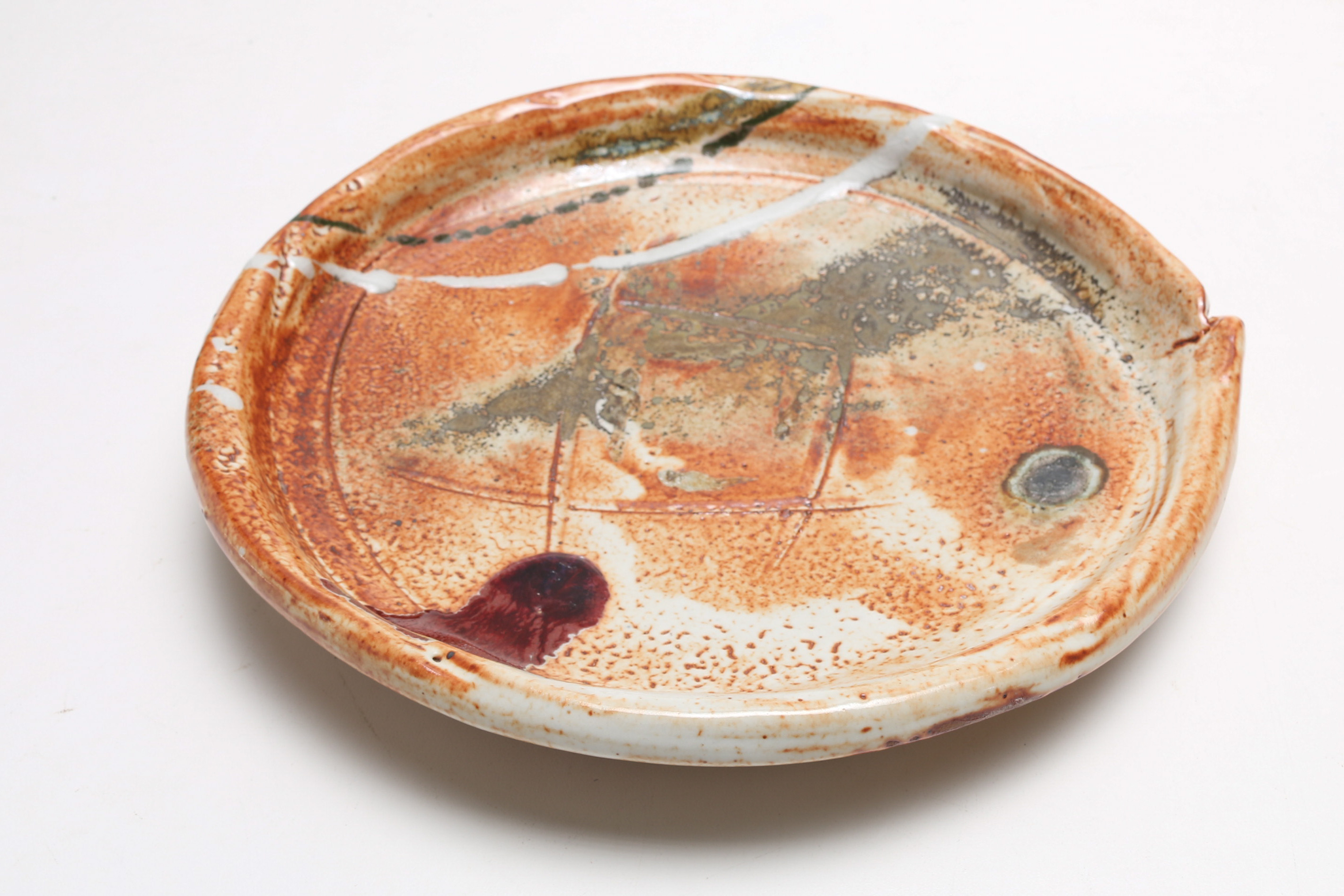 Pair of Large Stoneware Ceramic Plates