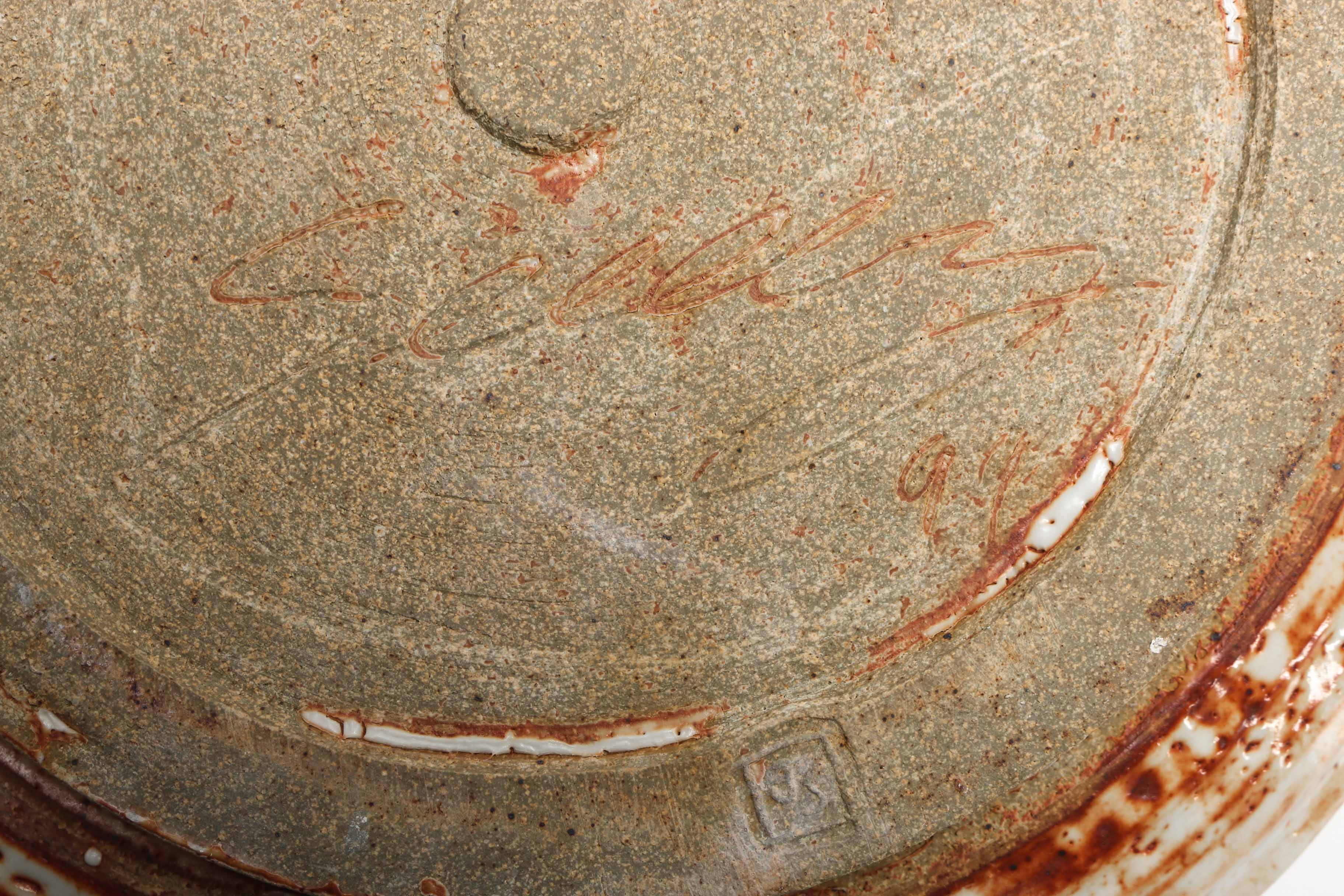 Pair of Large Stoneware Ceramic Plates