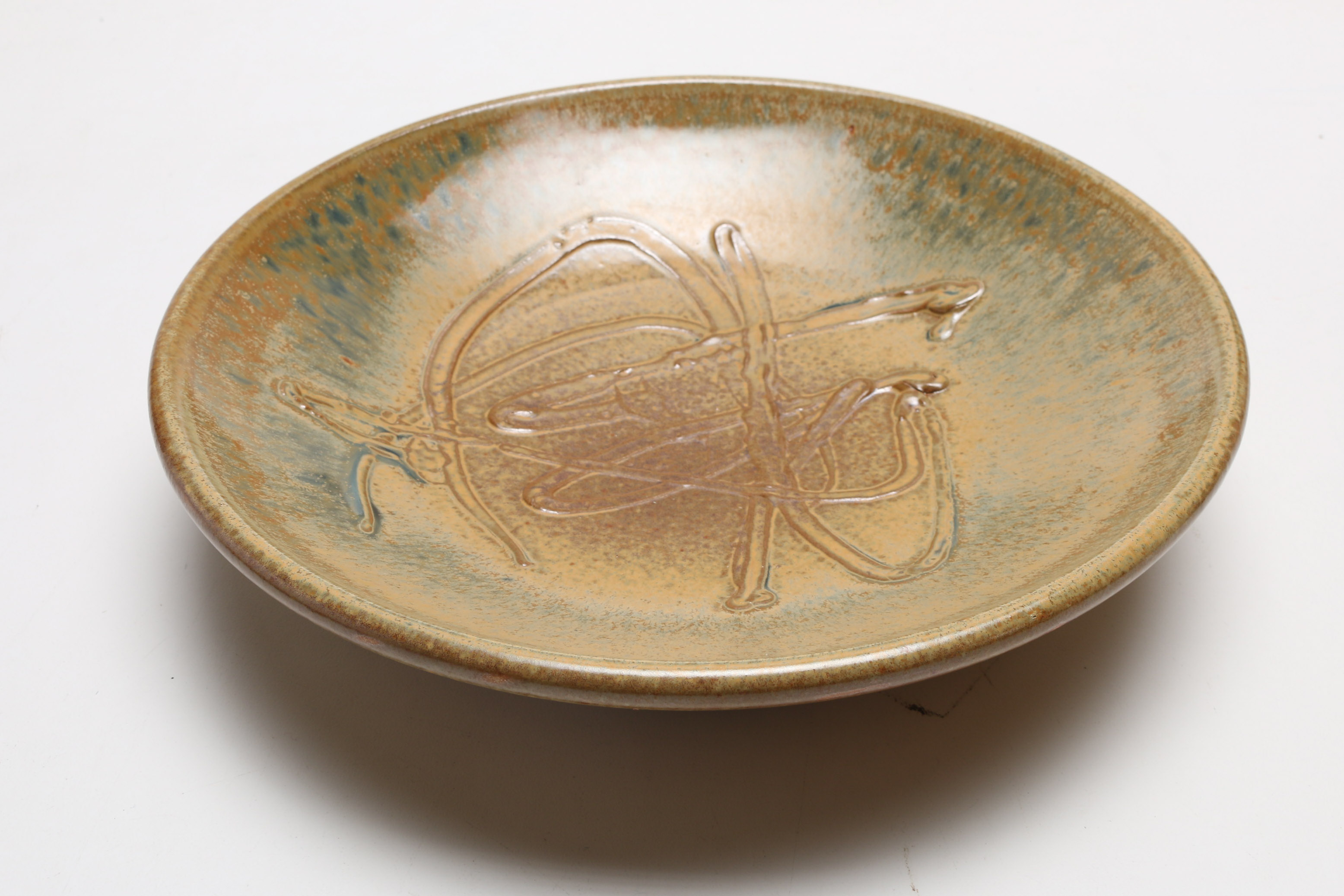 Pair of Large Stoneware Ceramic Plates