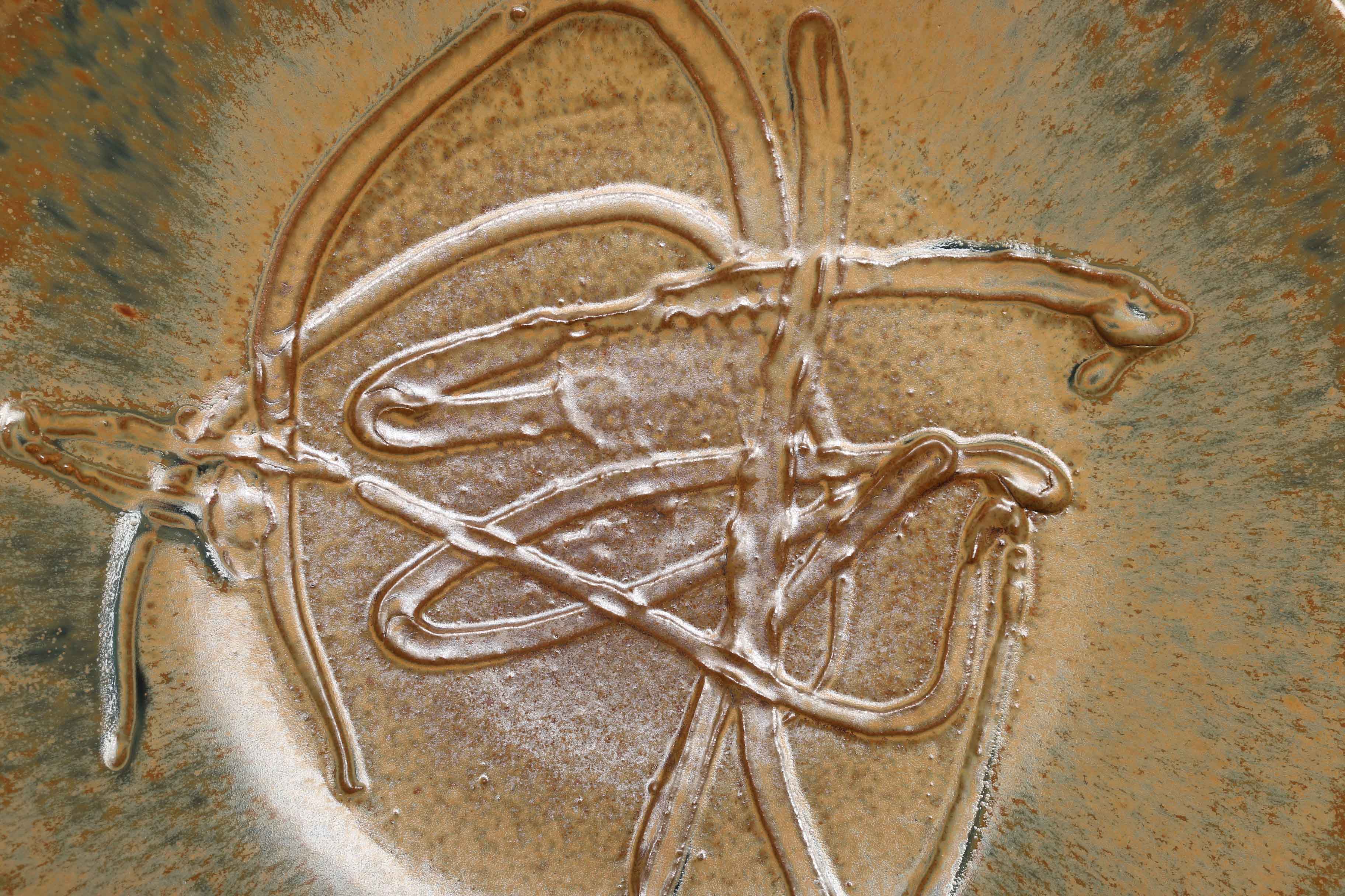 Pair of Large Stoneware Ceramic Plates