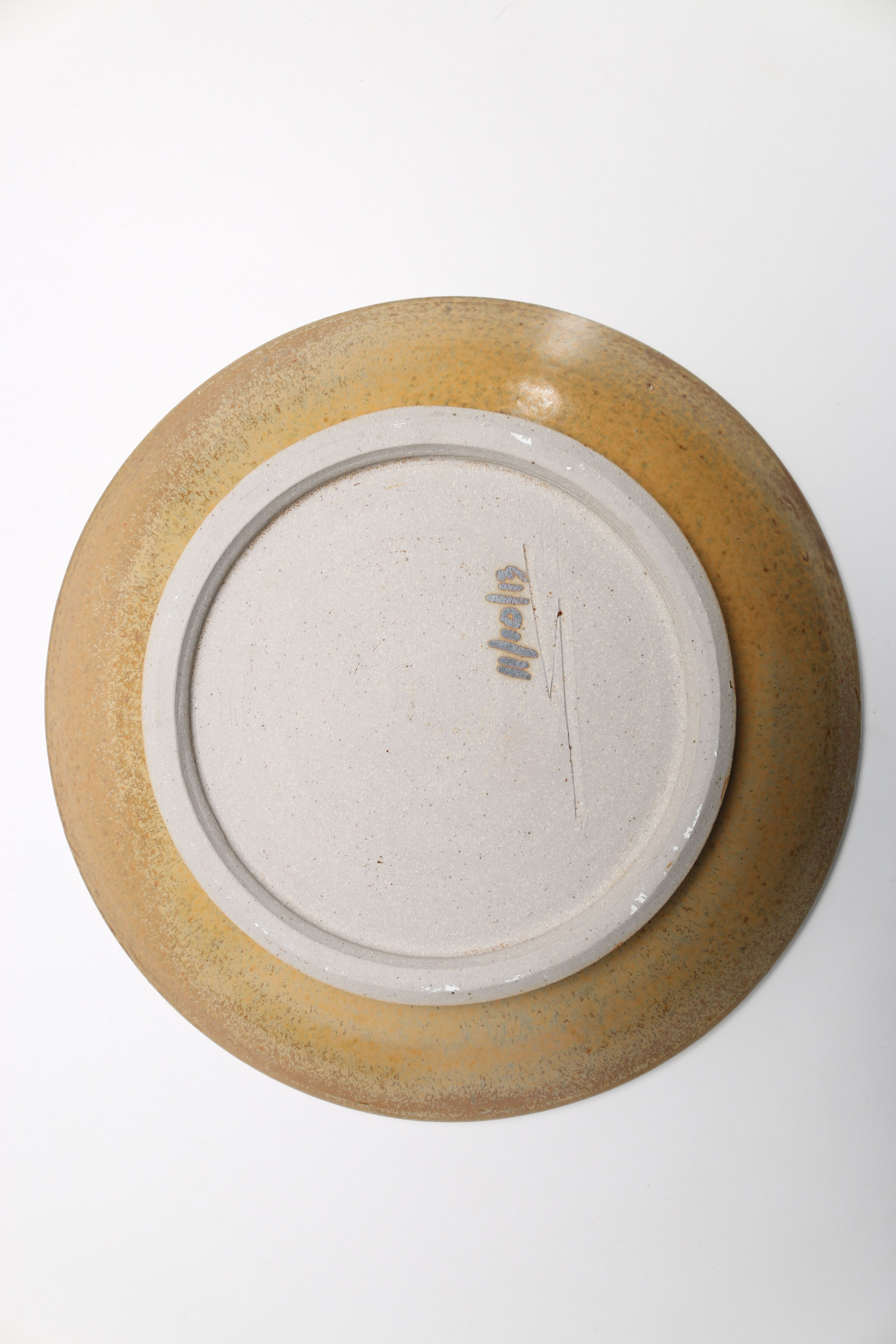 Pair of Large Stoneware Ceramic Plates