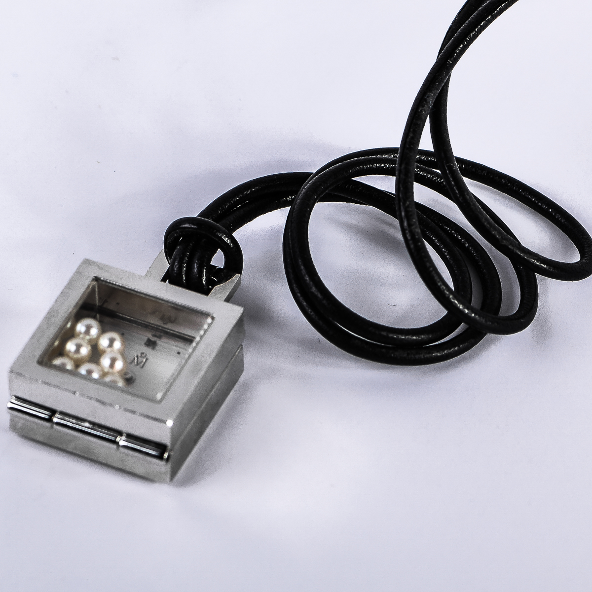 Mikimoto Floating Pearl and Stainless Steel Clock Pendant Necklace