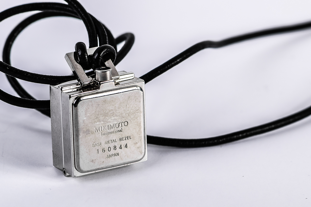 Mikimoto Floating Pearl and Stainless Steel Clock Pendant Necklace