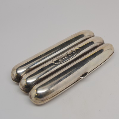 Vintage Engraved Sterling Silver Cigar Case