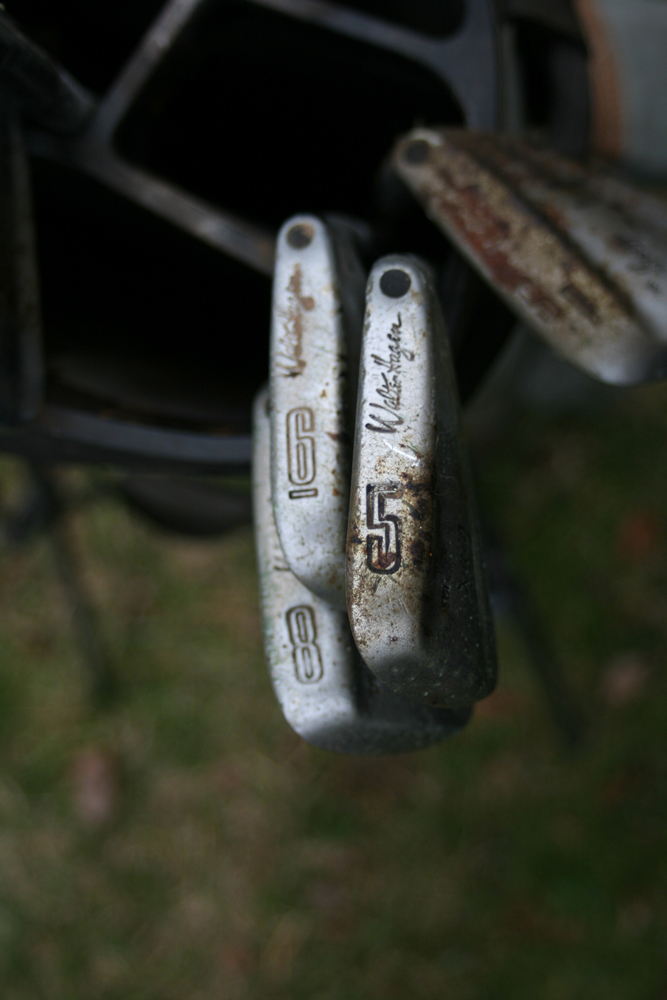 Vintage Golf Clubs with Bag and Caddy