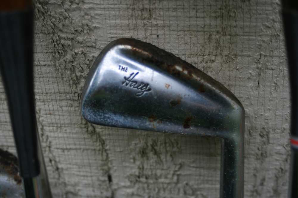 Vintage Golf Clubs with Bag and Caddy