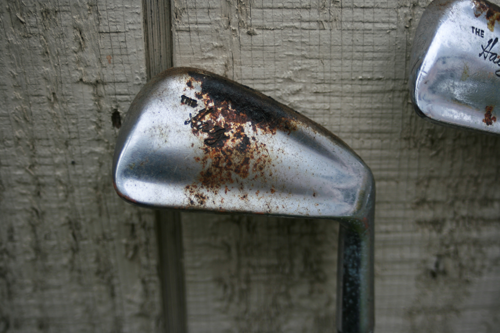 Vintage Golf Clubs with Bag and Caddy