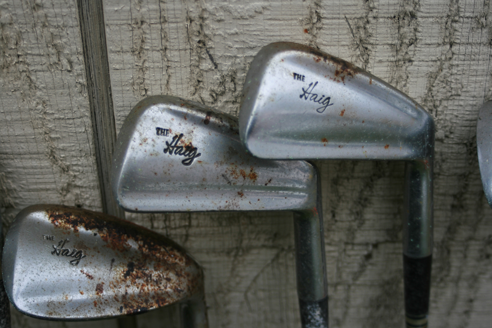 Vintage Golf Clubs with Bag and Caddy