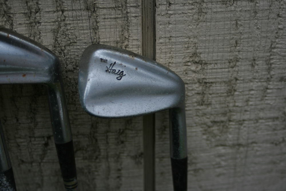 Vintage Golf Clubs with Bag and Caddy