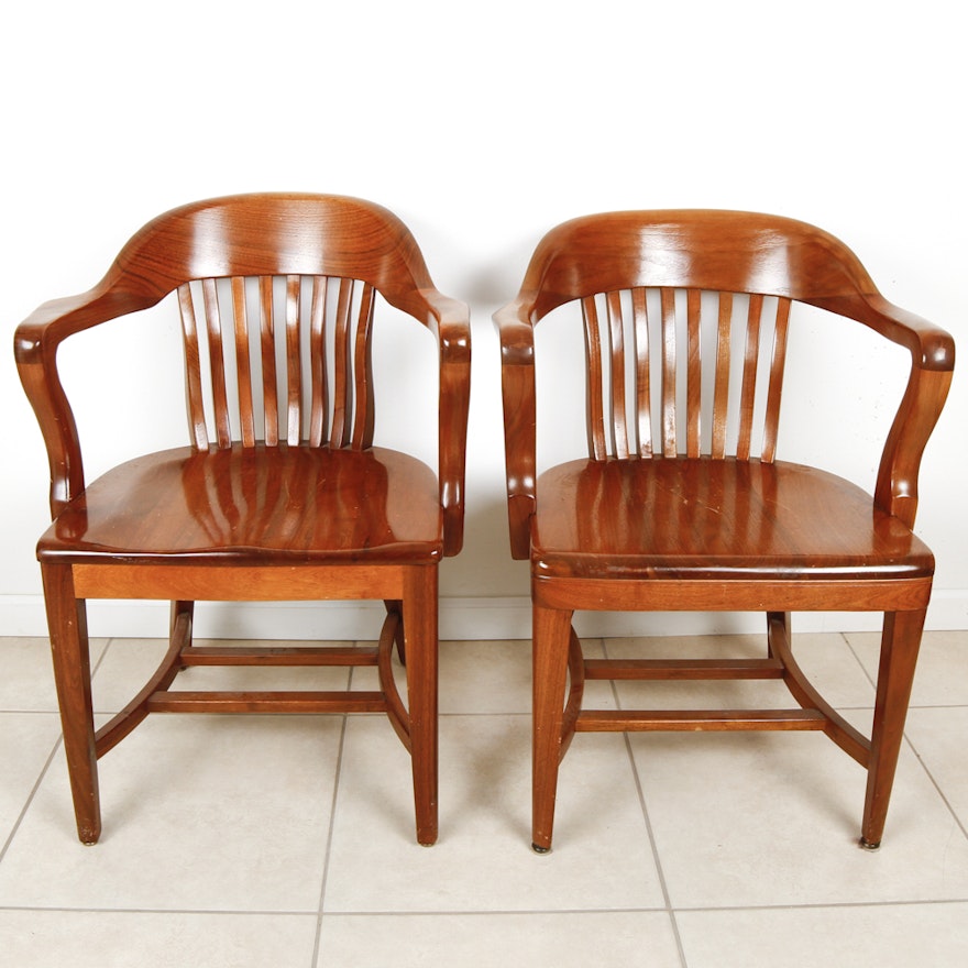 Pair of Vintage Taylor Chair Co. Oak Library Chairs
