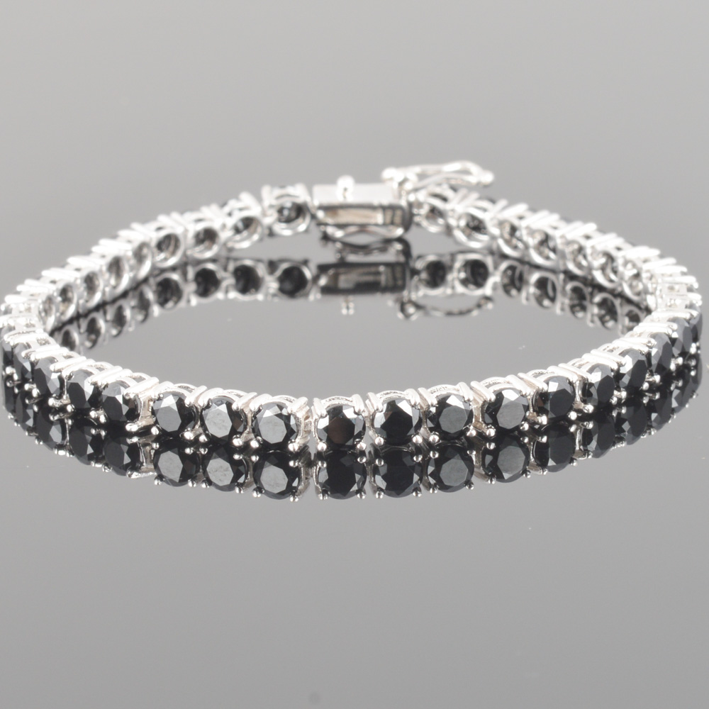 Sterling Silver Onyx Tennis Bracelet