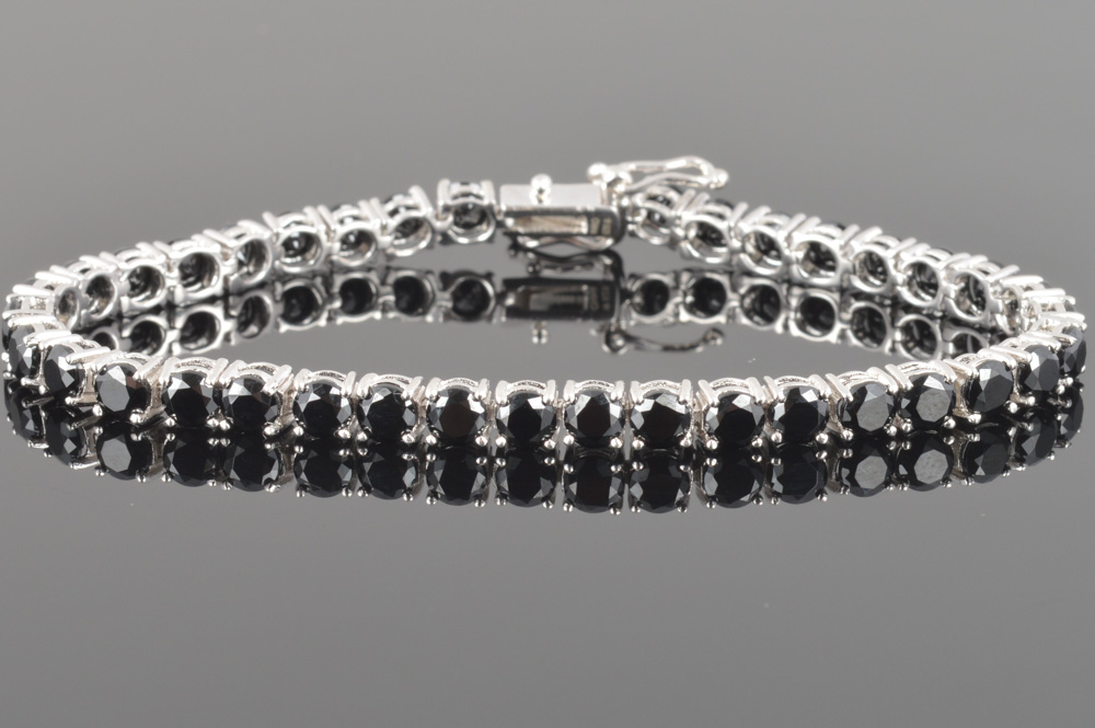 Sterling Silver Onyx Tennis Bracelet