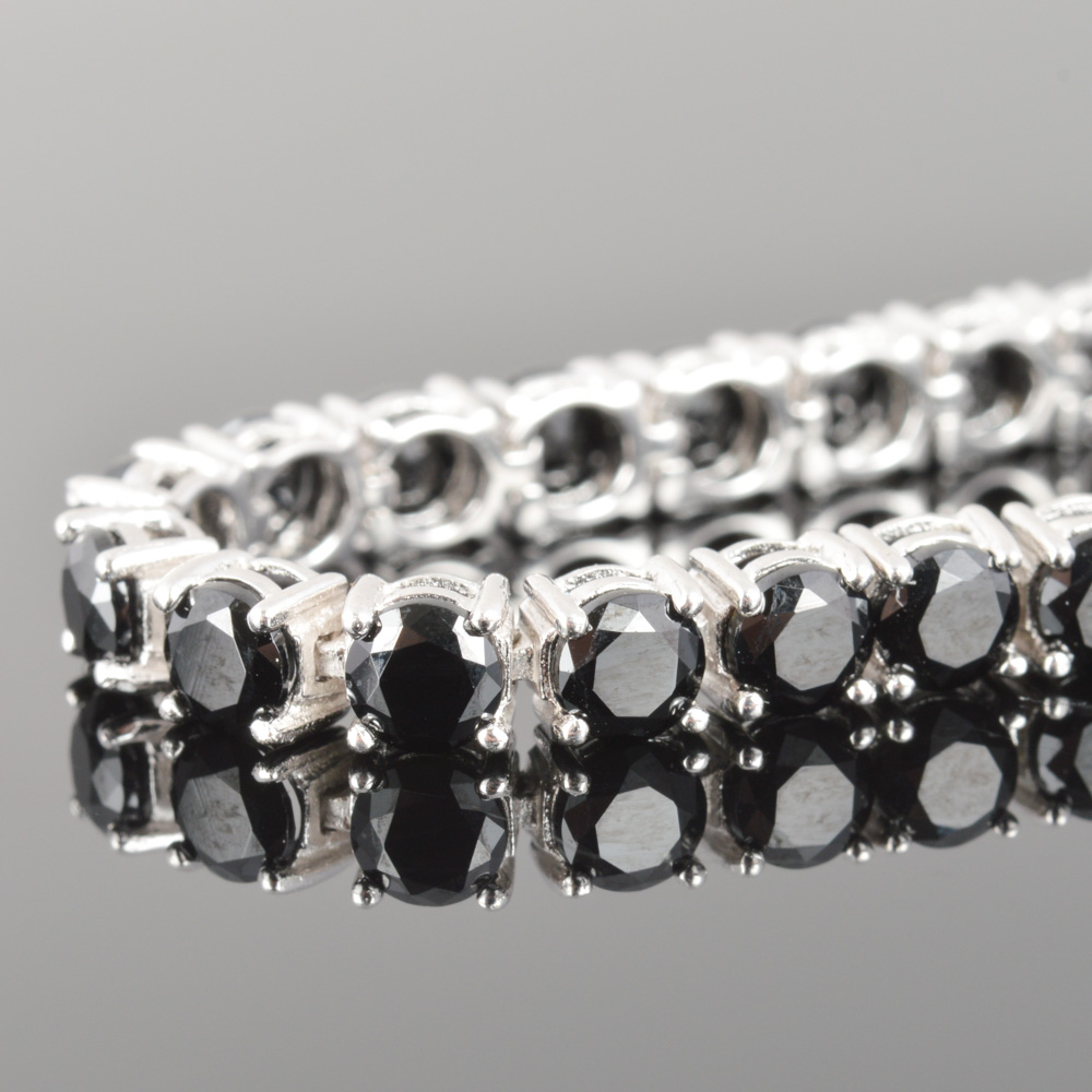 Sterling Silver Onyx Tennis Bracelet