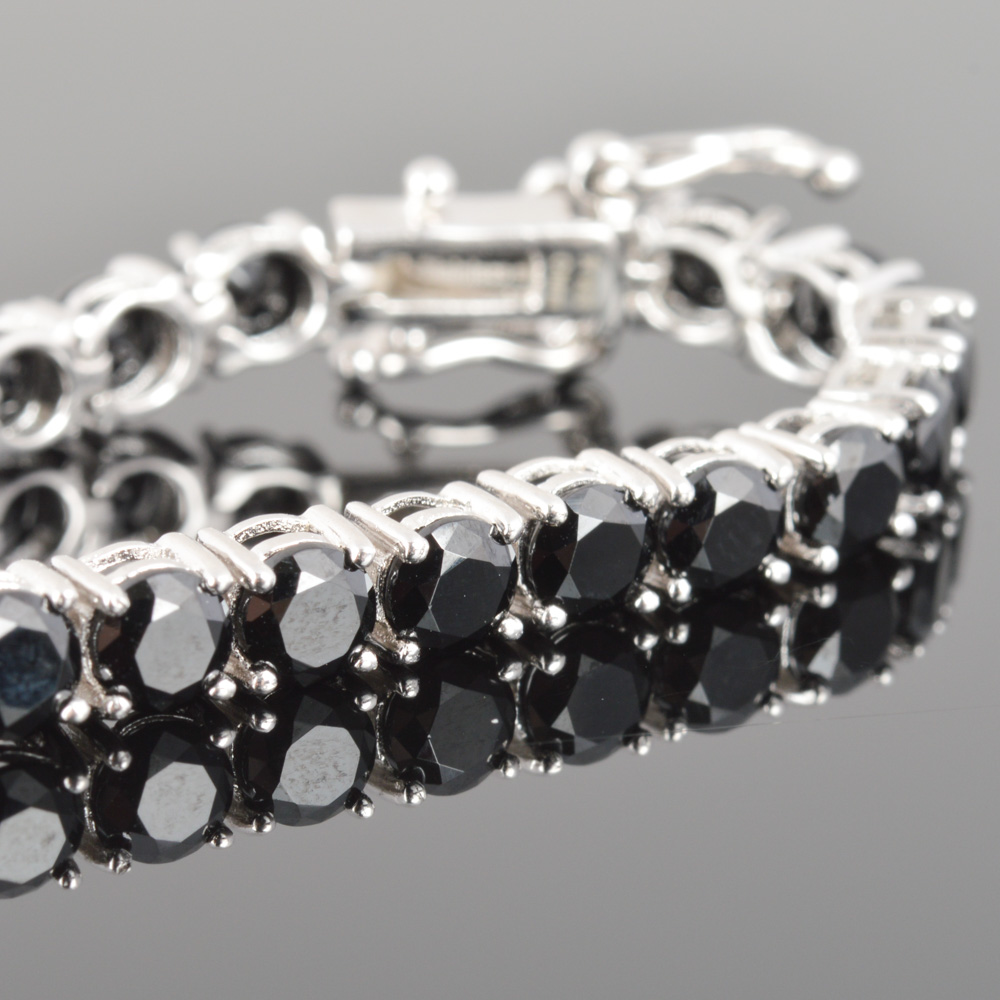Sterling Silver Onyx Tennis Bracelet
