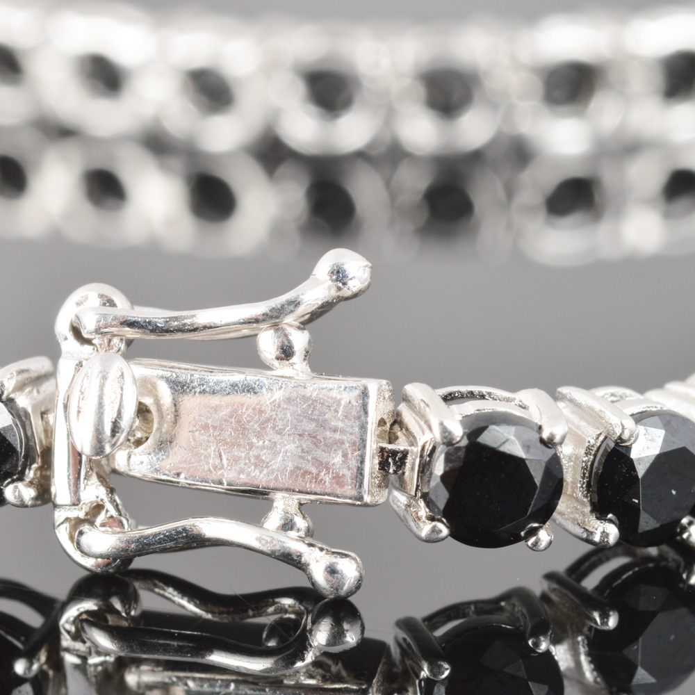 Sterling Silver Onyx Tennis Bracelet