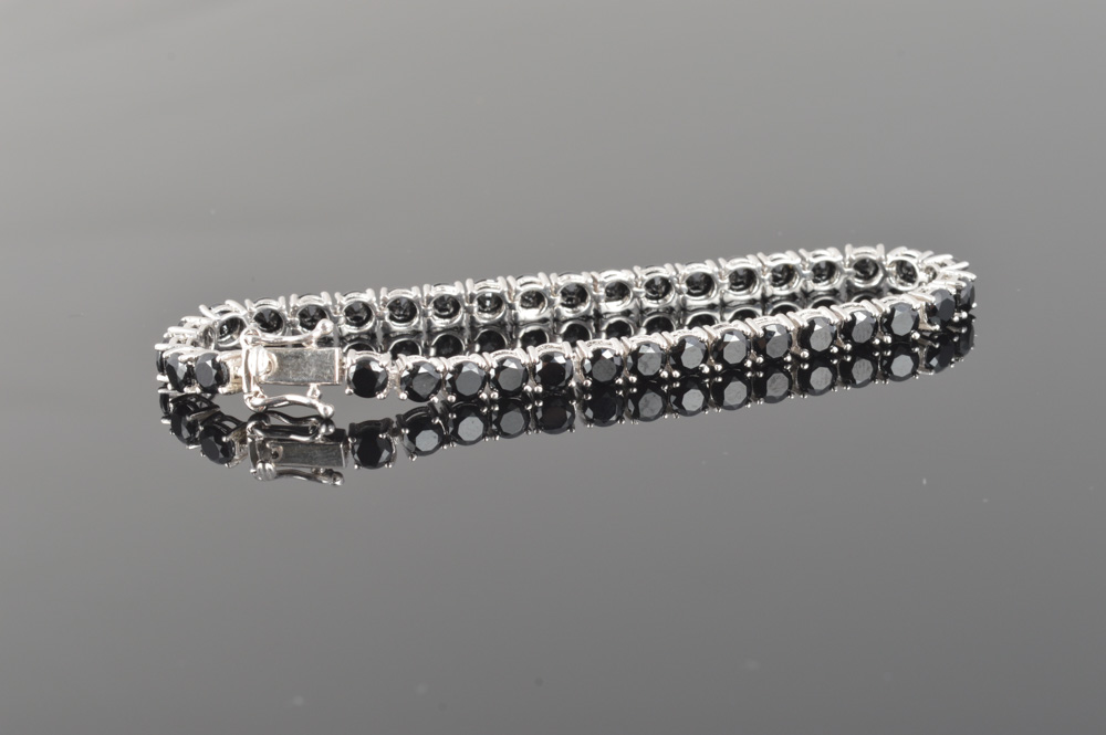 Sterling Silver Onyx Tennis Bracelet