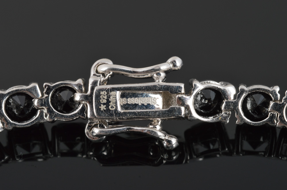 Sterling Silver Onyx Tennis Bracelet