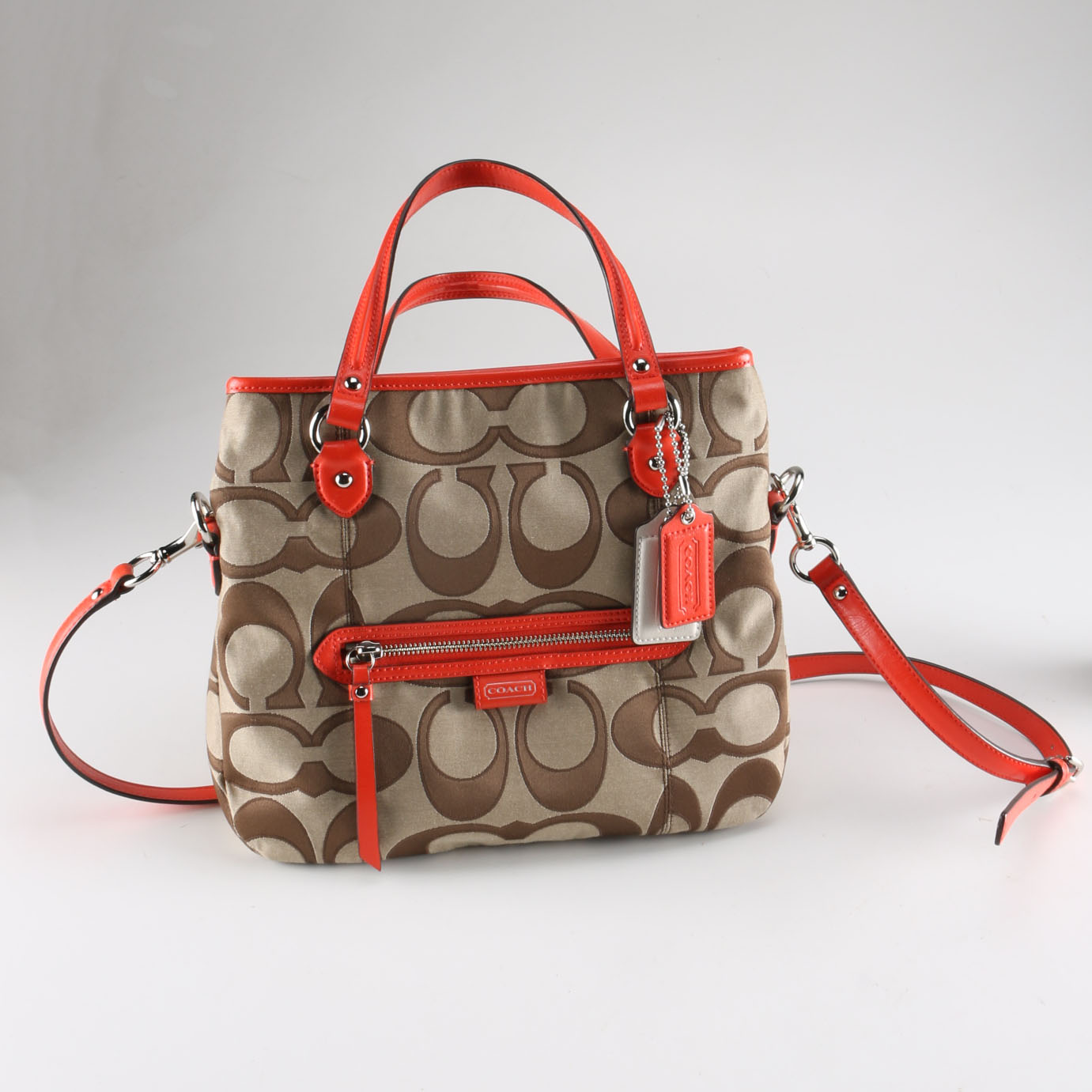 Orange Trim Coach Handbag with Wallet