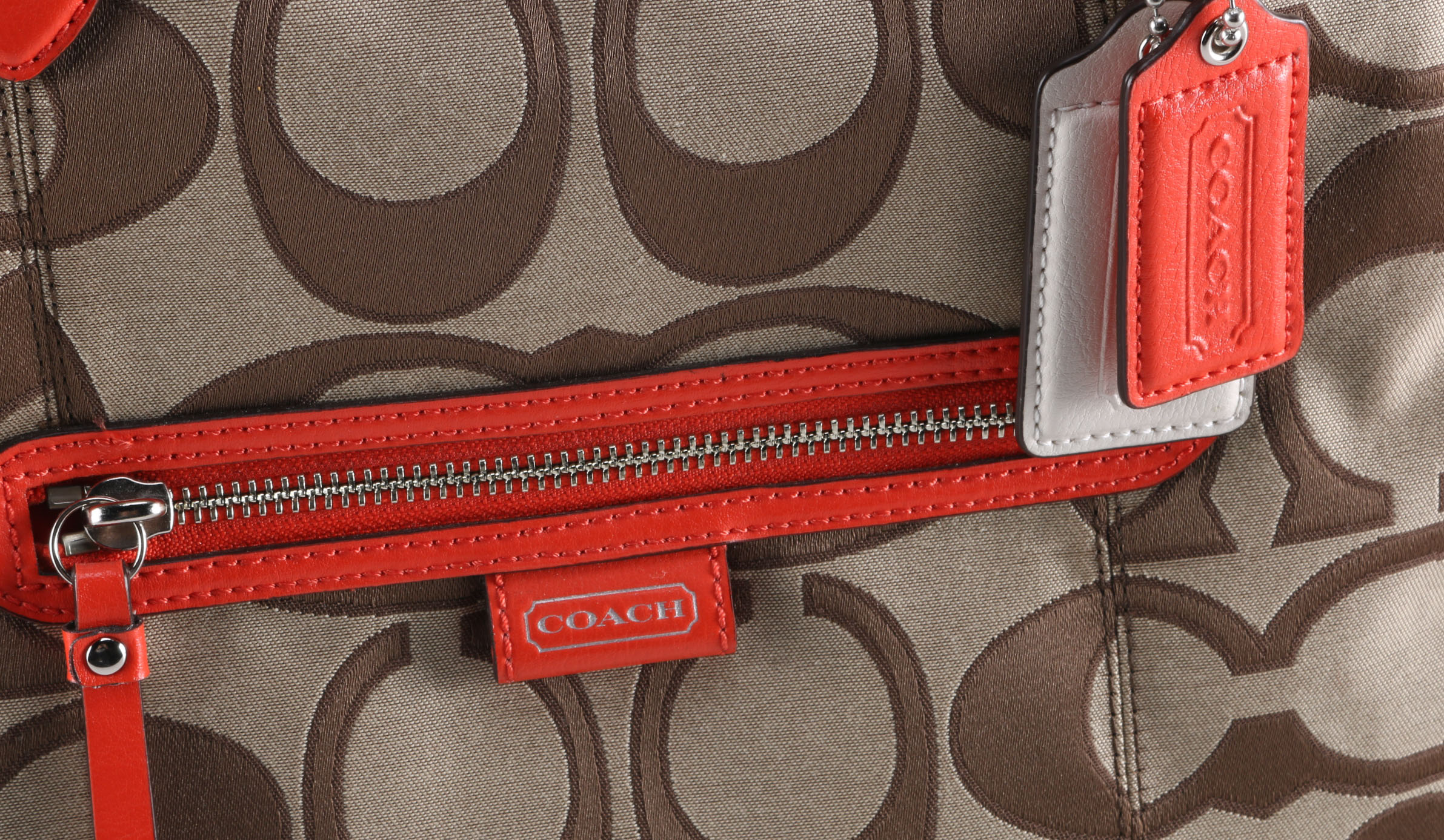 Orange Trim Coach Handbag with Wallet