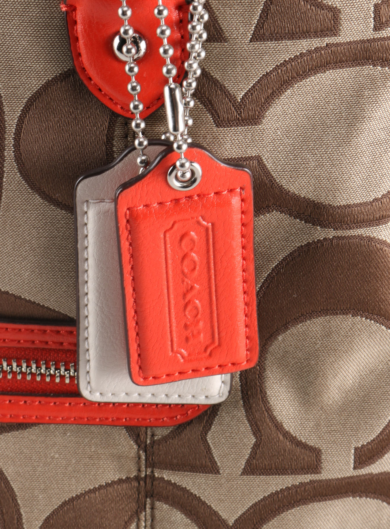 Orange Trim Coach Handbag with Wallet