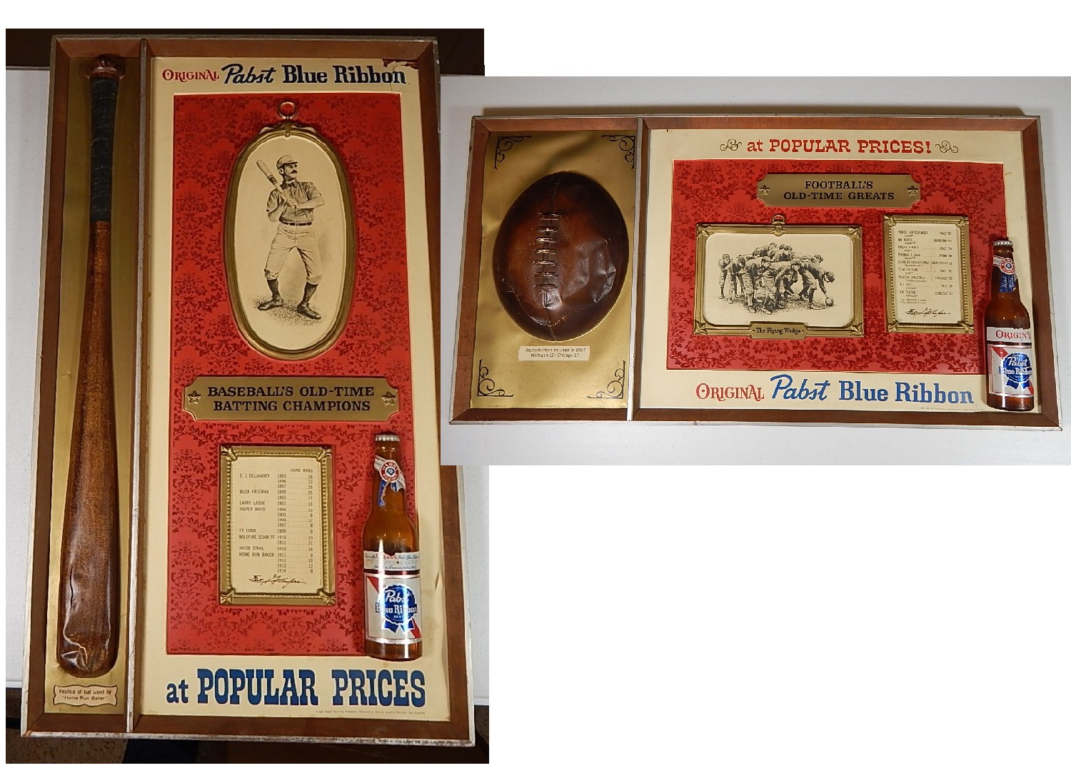 Vintage Plastic Pabst Blue Ribbon Beer Advertising Signs