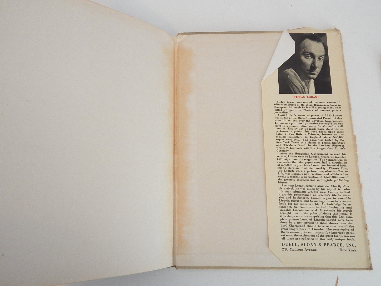 1941 First Edition "Lincoln His Life in Photographs"