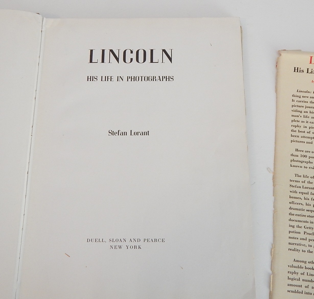 1941 First Edition "Lincoln His Life in Photographs"
