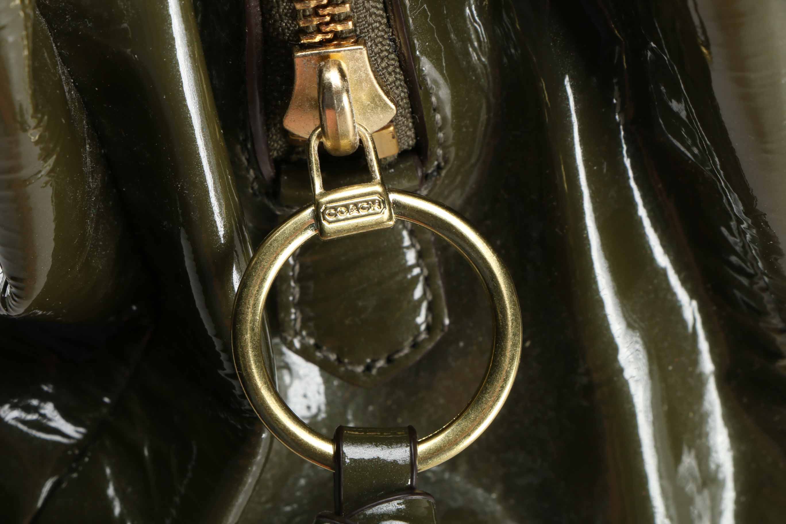 Coach "Chelsea" Green Patent Leather Jayden Carryall Purse