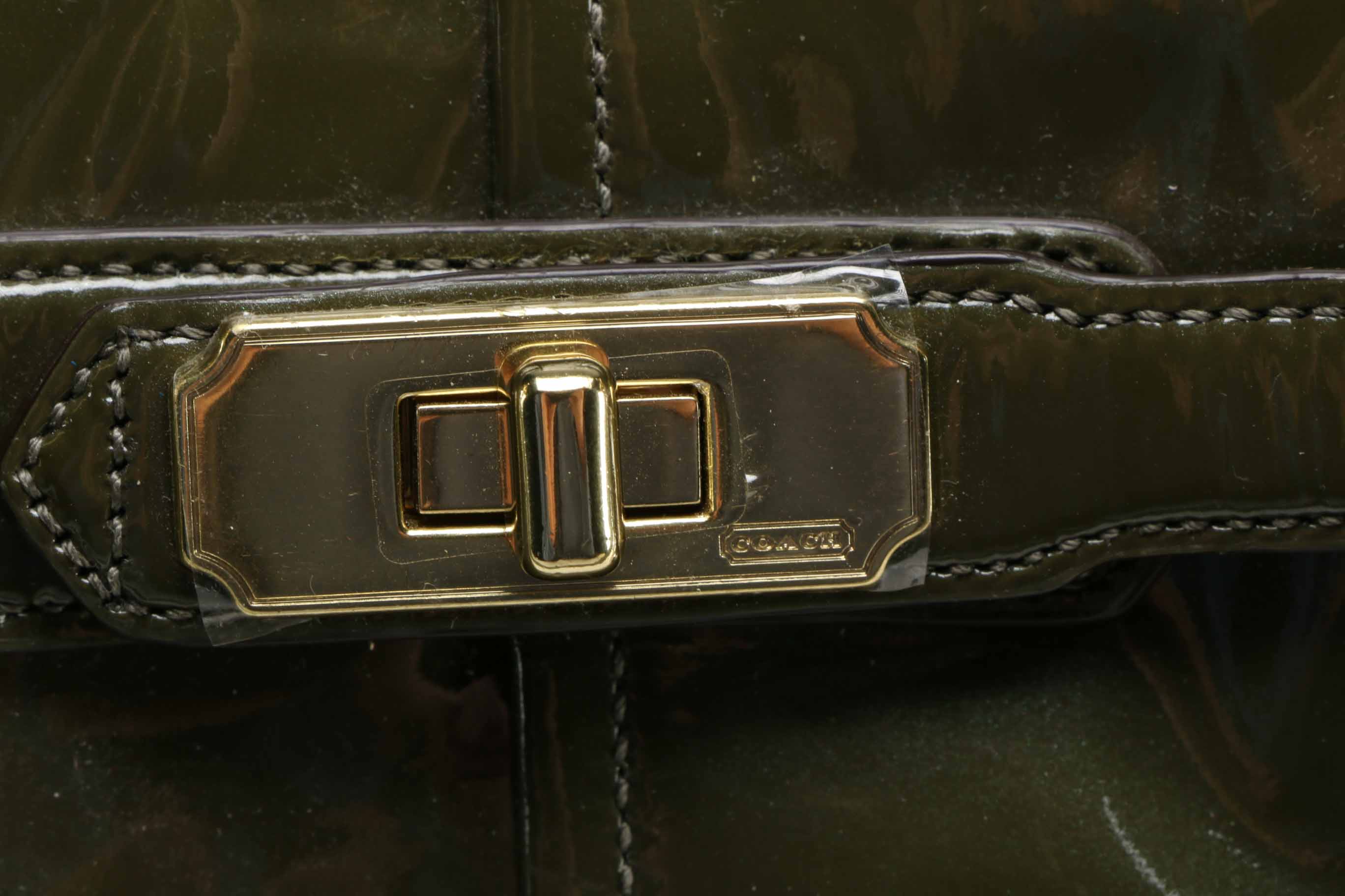 Coach "Chelsea" Green Patent Leather Jayden Carryall Purse