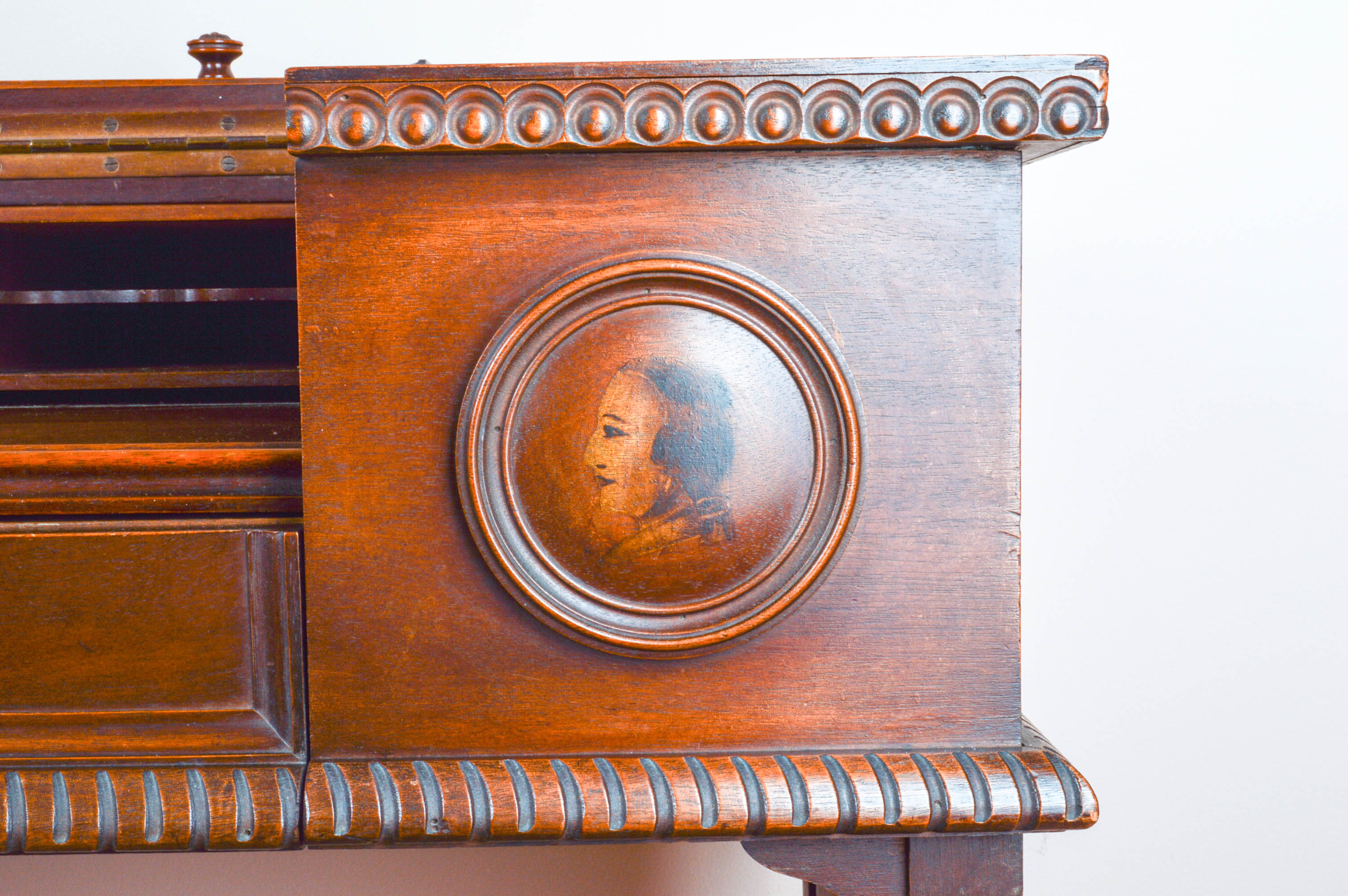 Antique Mahogany Trestle Base Spinet Desk