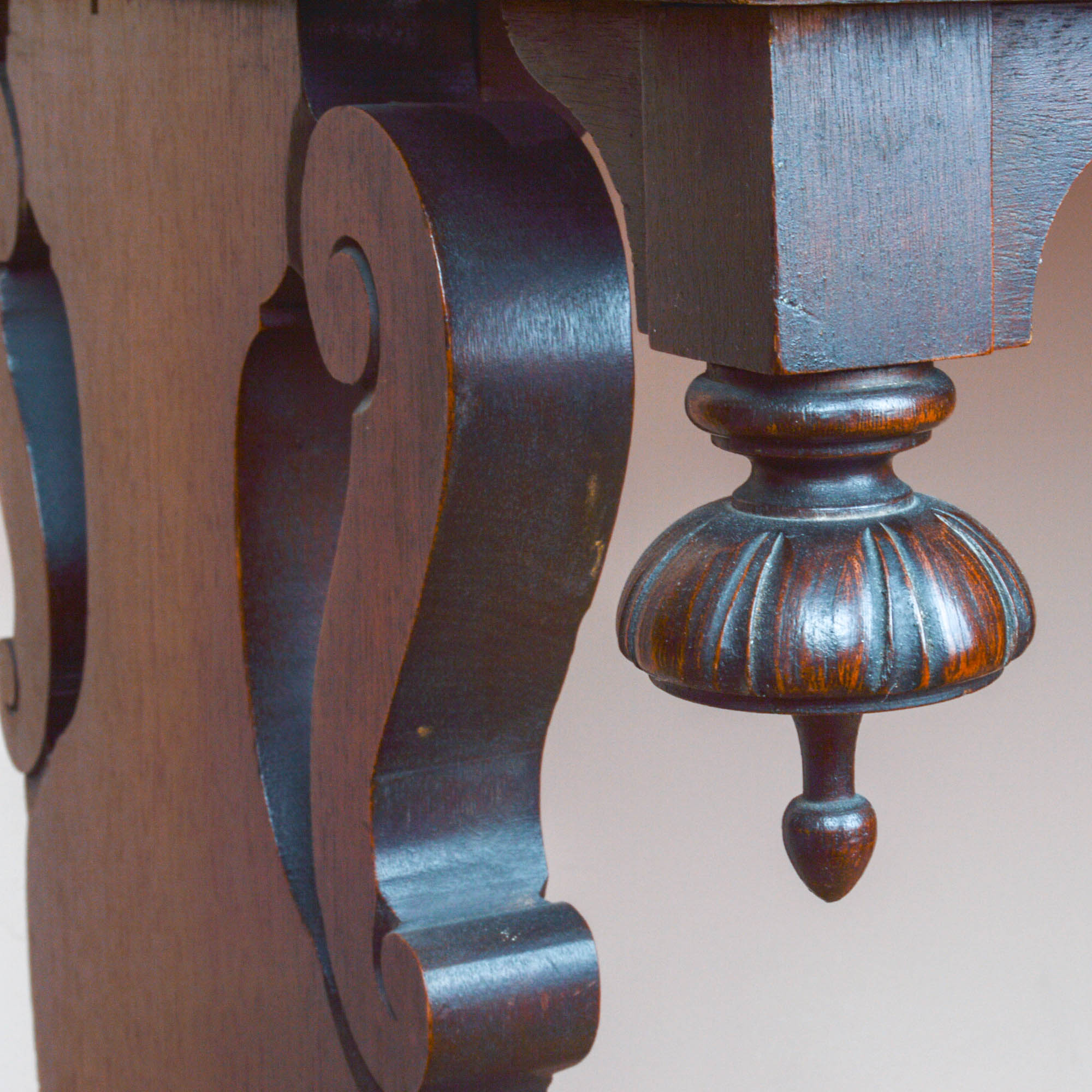 Antique Mahogany Trestle Base Spinet Desk