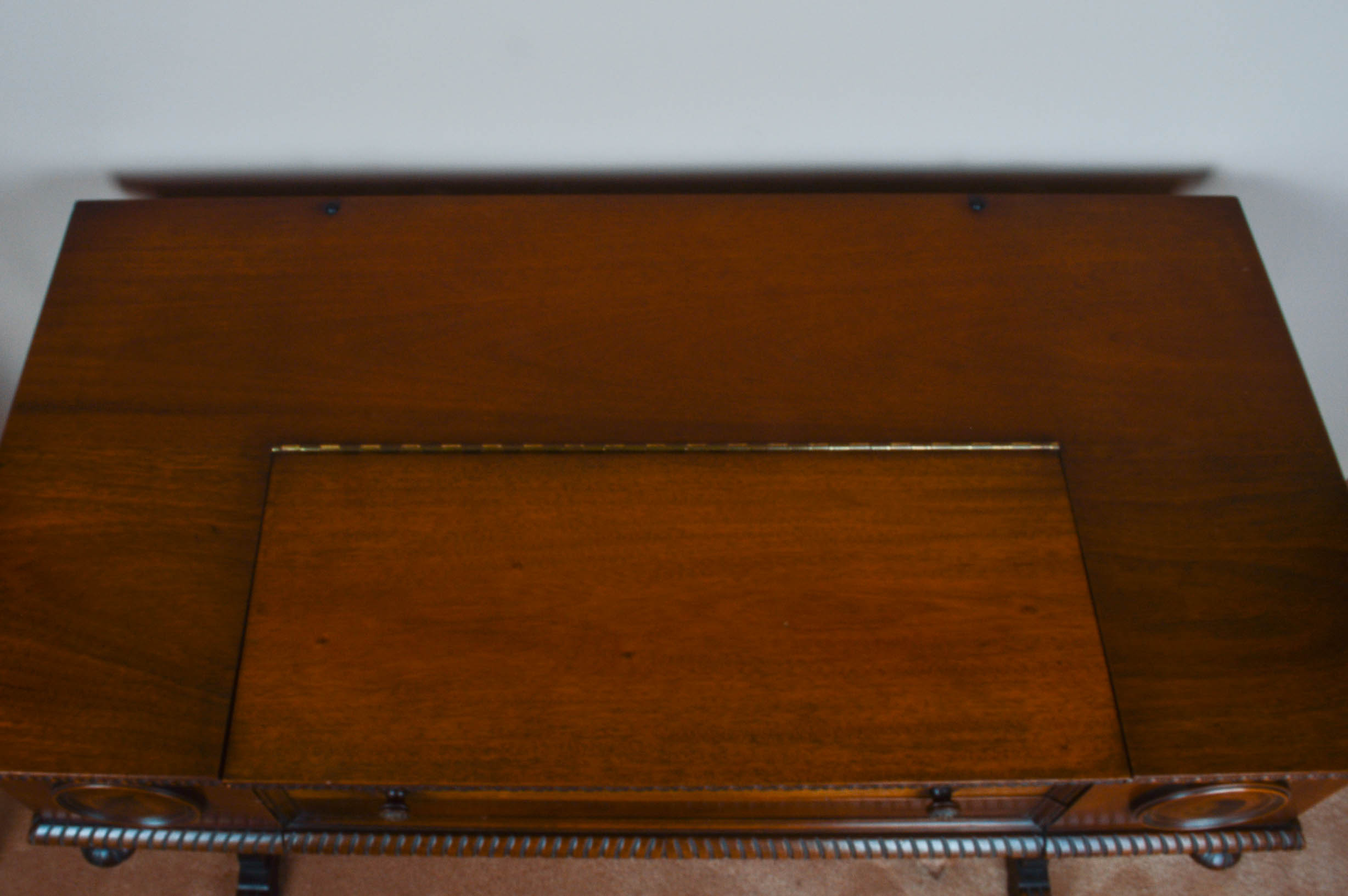 Antique Mahogany Trestle Base Spinet Desk