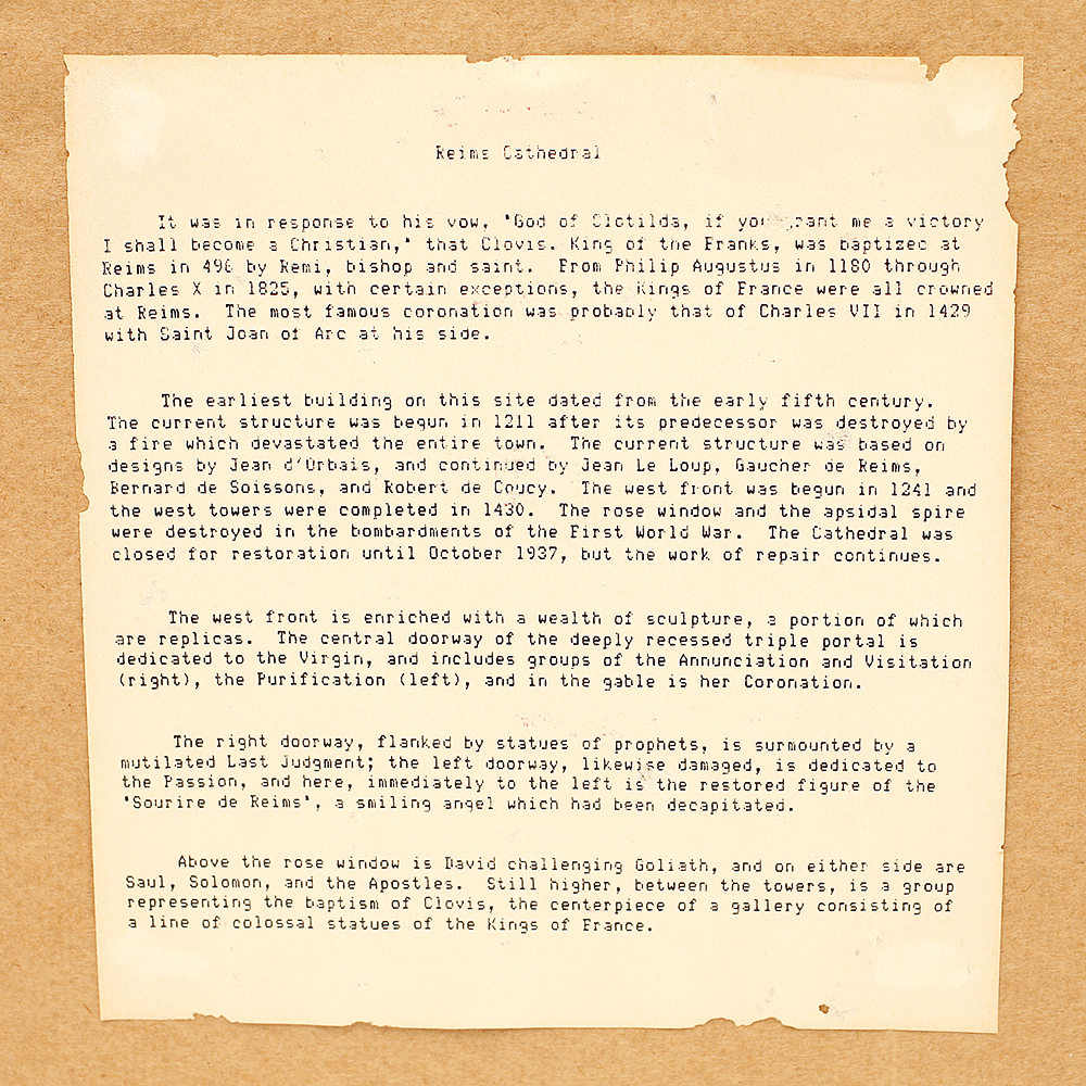 Charles Nollet Etching "Reims, la Cathédrale"