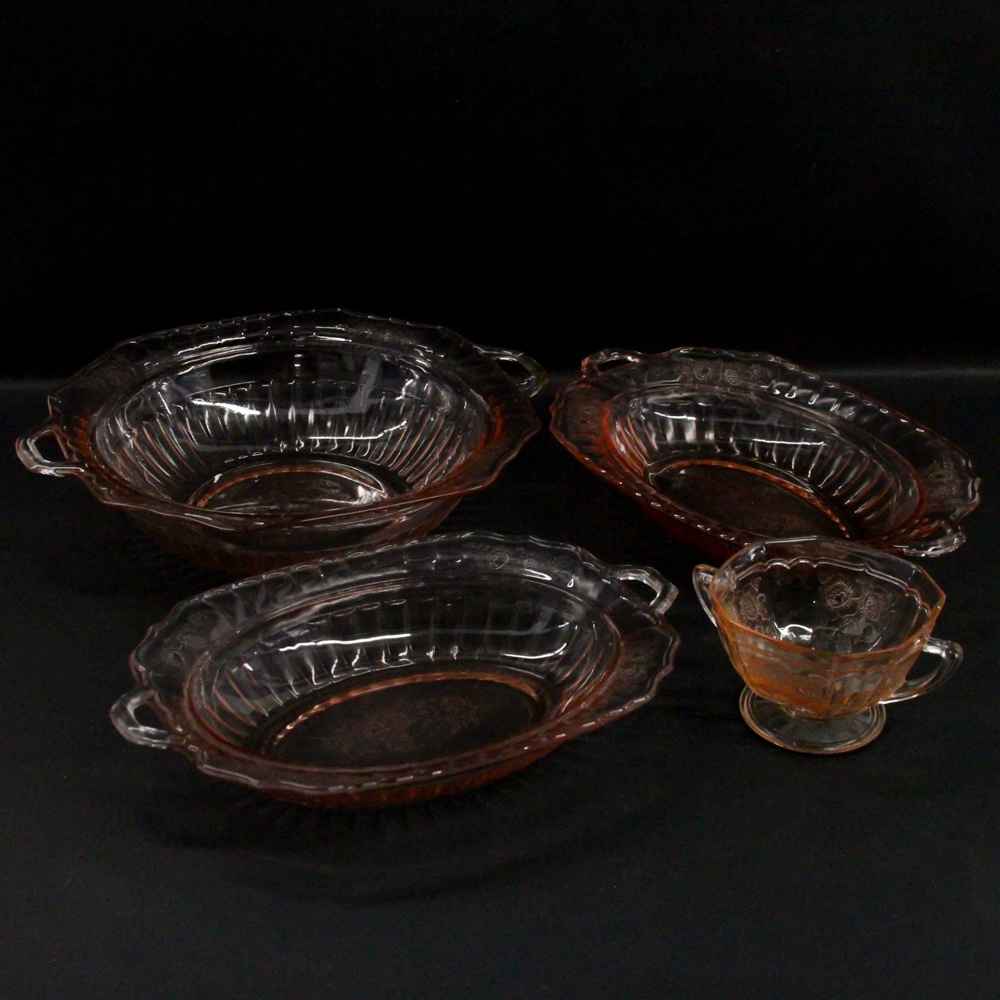 Pink "Mayfair Open Rose" Depression Glass