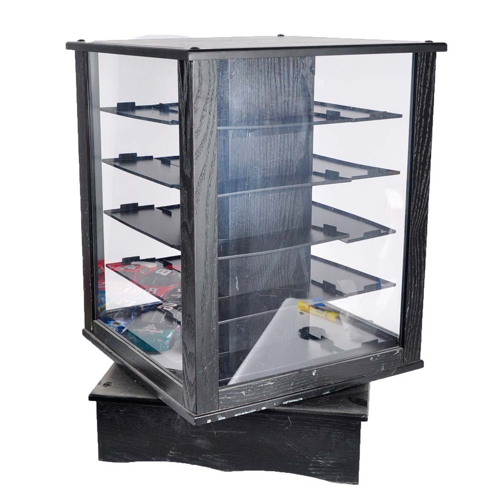 Revolving Wood and Plexiglass Display Cabinet