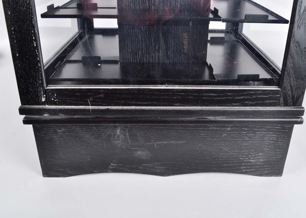 Revolving Wood and Plexiglass Display Cabinet