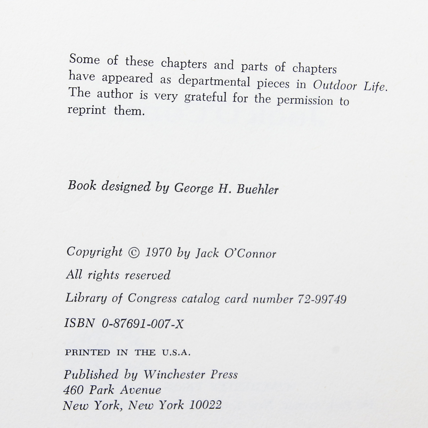 First Edition Copy of "The Hunting Rifle" by Jack O'Connor