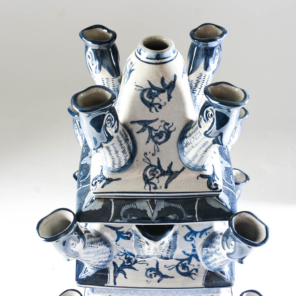 Vintage Faience-Glazed Tulipiere Vase