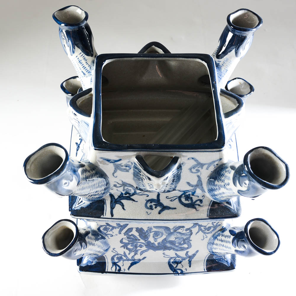 Vintage Faience-Glazed Tulipiere Vase