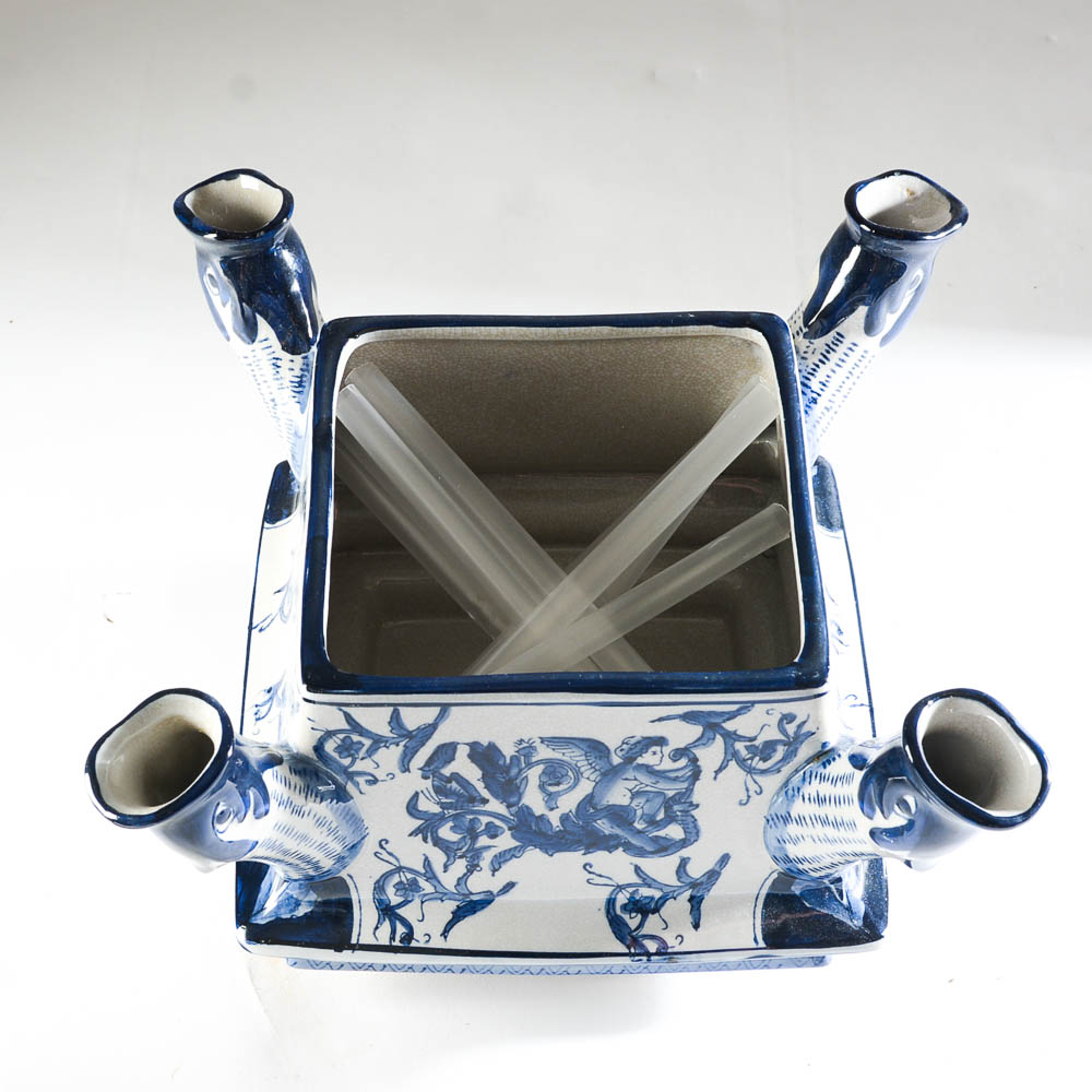 Vintage Faience-Glazed Tulipiere Vase