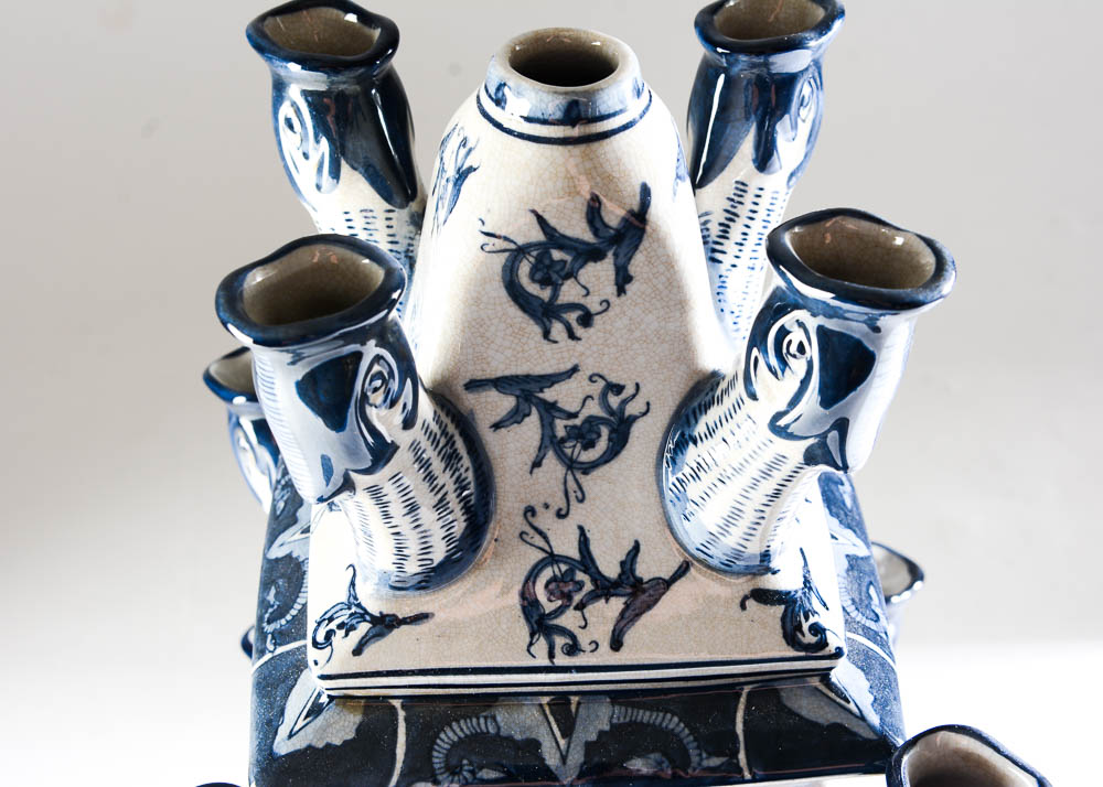 Vintage Faience-Glazed Tulipiere Vase