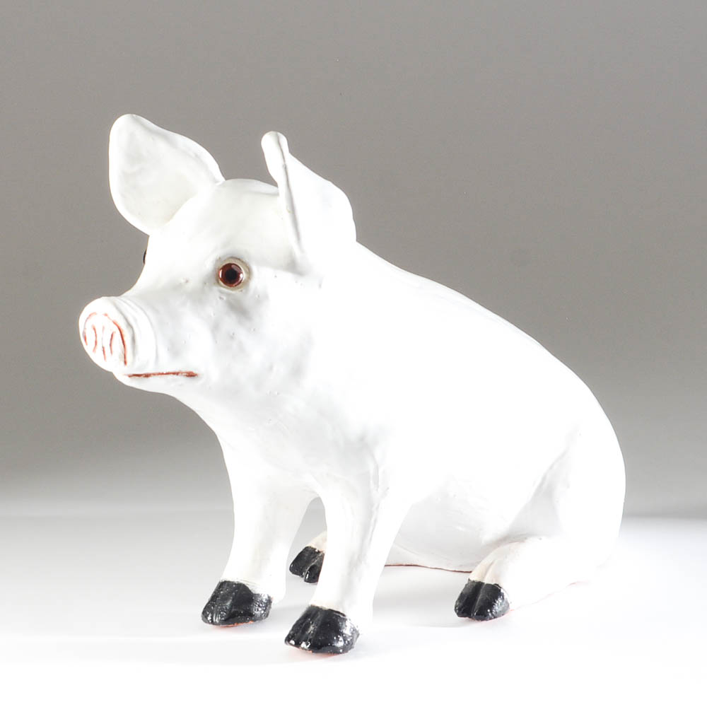 Reproduction Bavent Hand-Painted Pottery Pig Figurine
