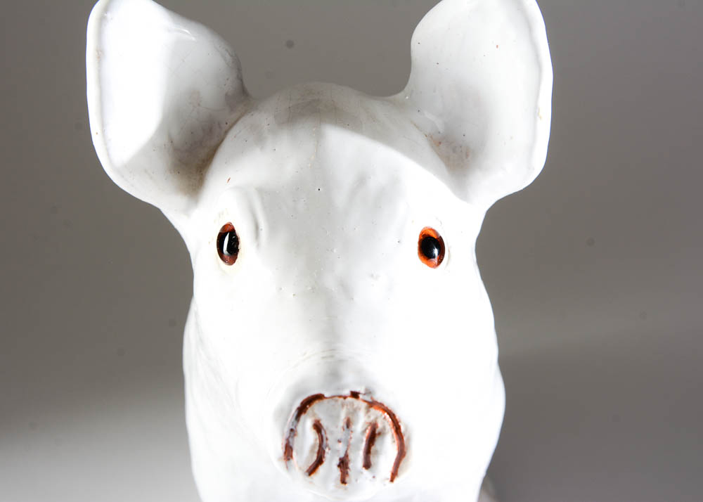 Reproduction Bavent Hand-Painted Pottery Pig Figurine