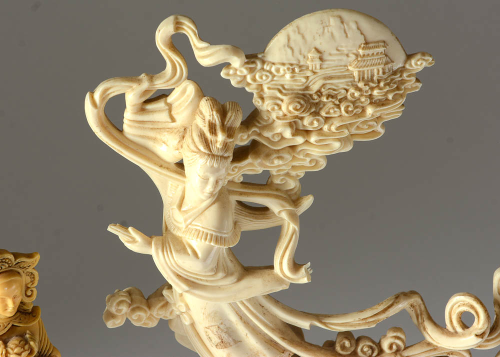 Chinese Chang'e Moon Goddess and Chinoiserie Figurines