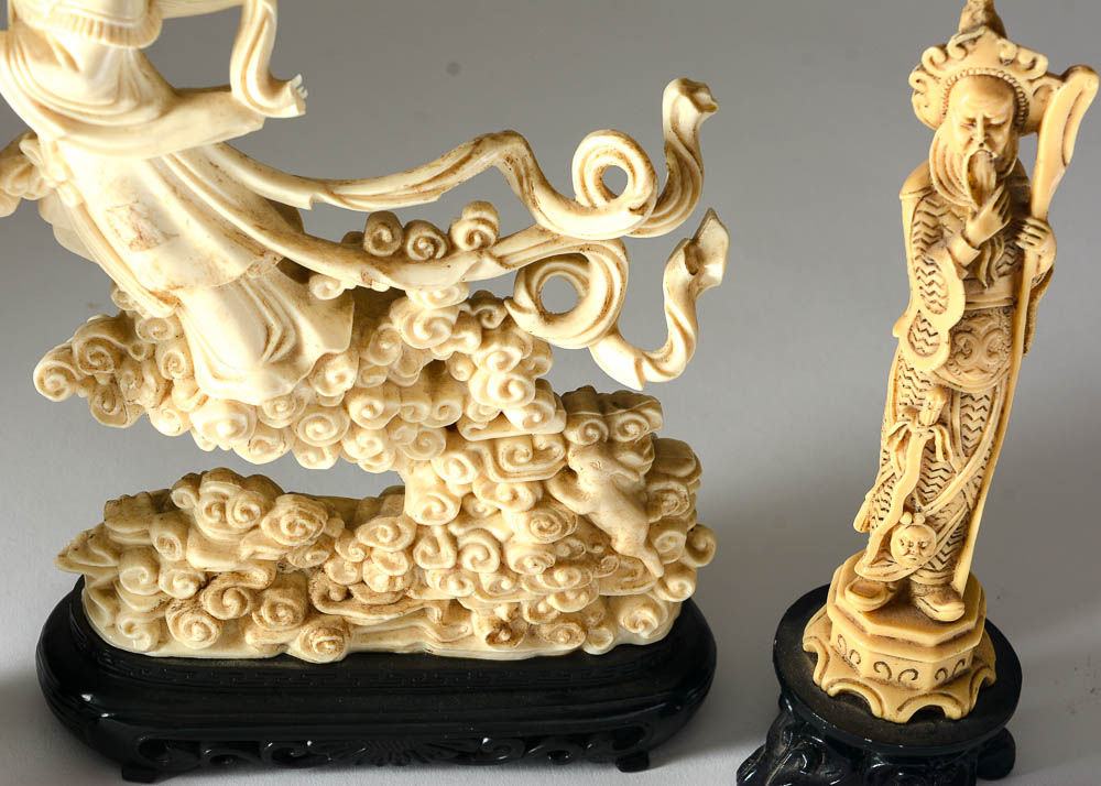 Chinese Chang'e Moon Goddess and Chinoiserie Figurines