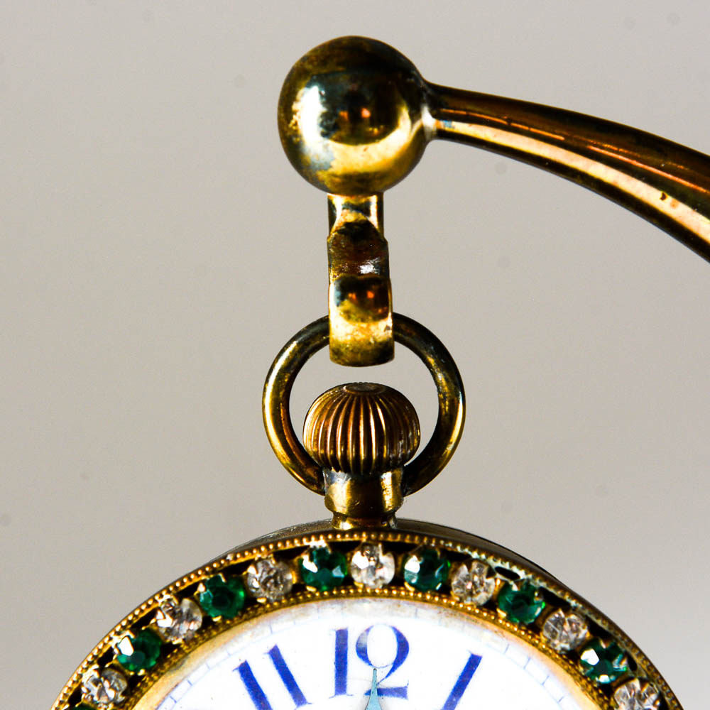 Rare 19th Century New Haven Clock Company Ball Clock and Crescent Moon-Shaped Stand