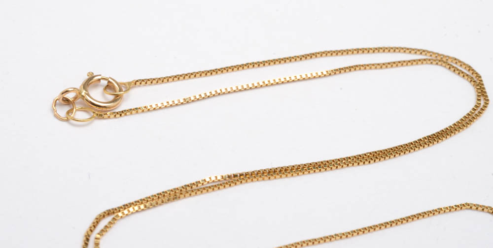 14K Yellow Gold Carved Natural White Nephrite Pendant with 10K Gold Chain