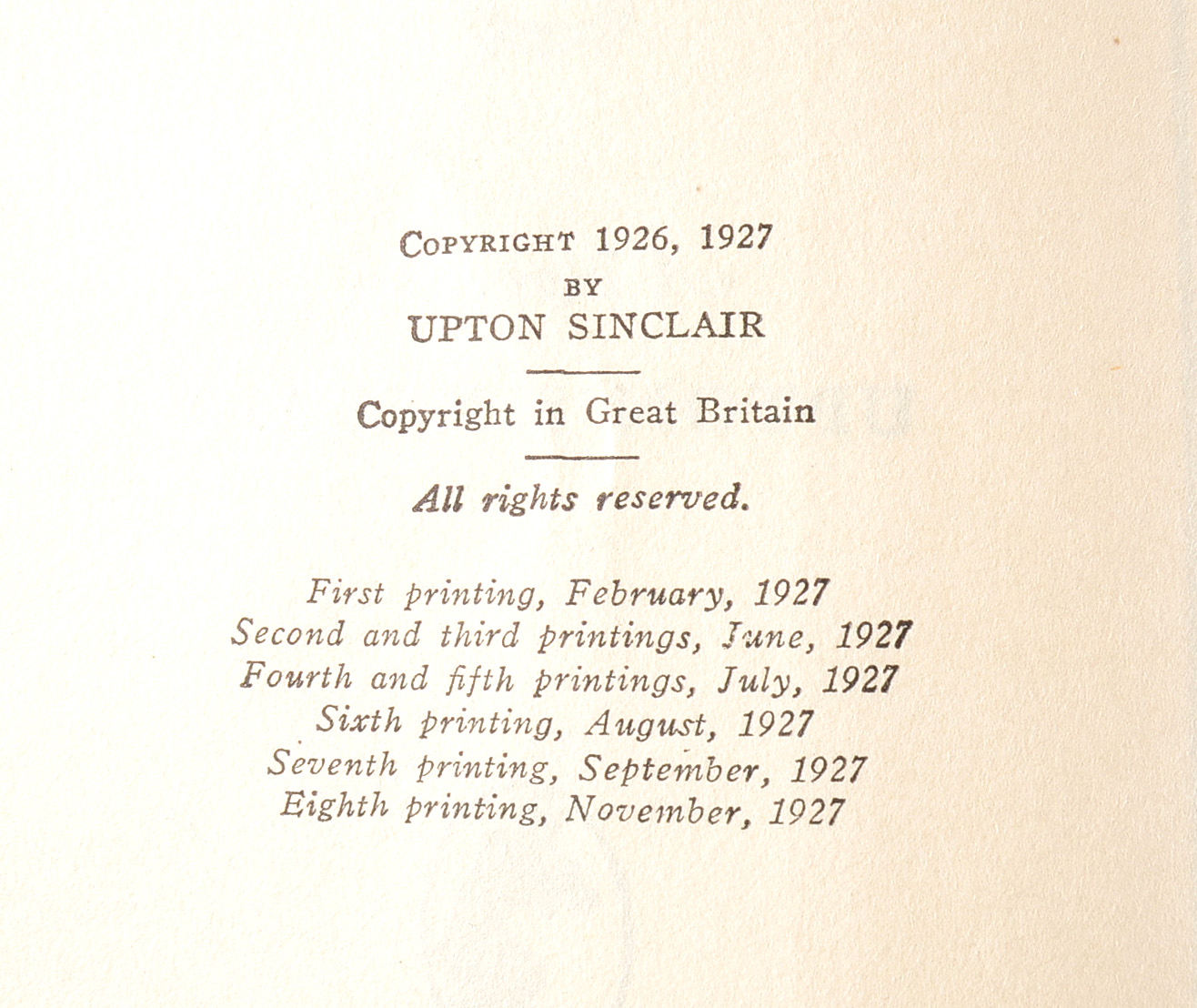 1927 "Oil!" By Upton Sinclair