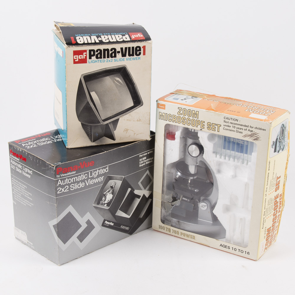 Vintage Slide Viewers and Microscope